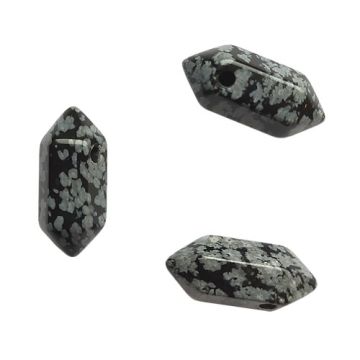 Kamień naturalny Obsydian śnieżny - grot, sopel, amulet - mały 20x9 mm 