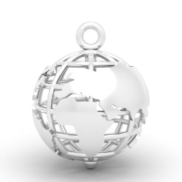 Zawieszka ozdobna - obrotowa - mapa świata, globus, srebro 925 R09