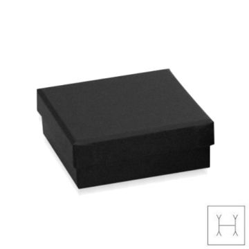 Ozdobne papierowe pudełko na biżuterię - czarne - z gąbką, 6,6 x 6,6 cm