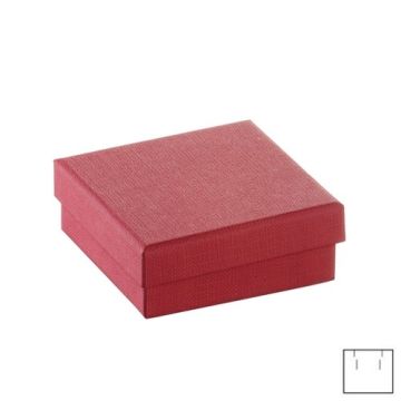 Ozdobne papierowe pudełko na biżuterię - czerwone - z gąbką, 6,6 x 6,6 cm