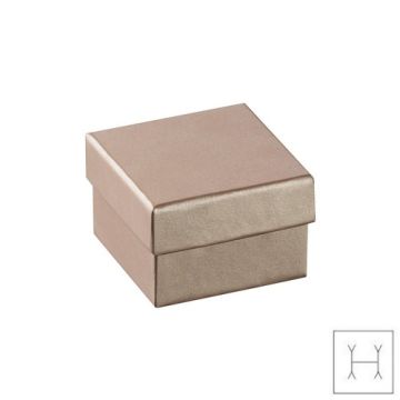Ozdobne papierowe pudełko na biżuterię - metaliczne / szampańskie - z gąbką, 5,5 x 5,5 cm