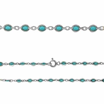 Łańcuszek srebrny - anker z turkusową emalią, próba 925, MCOLOR1N_40 cm