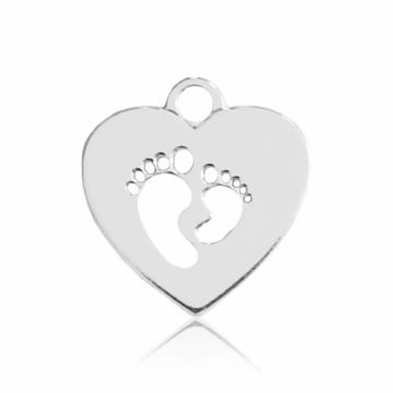 Zawieszka serce z dziecięcymi stópkami, srebro 925 BL 988 - 0,4 mm