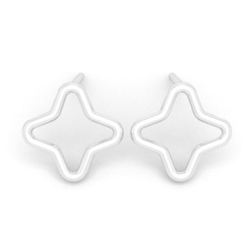 Kolczyki na sztyfcie - gwiazdki czteroramienne, srebro 925 D13