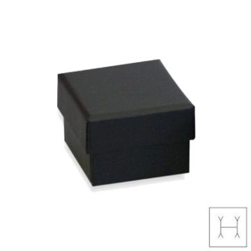 Ozdobne papierowe pudełko na biżuterię - czarne - z gąbką, 5,5 x 5,5 cm