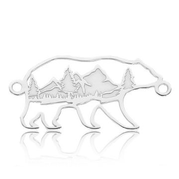 Łącznik ozdobny - niedźwiedź z górami, srebro 925 BL 966 - 0,4 mm