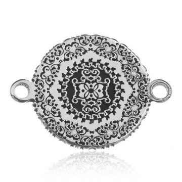 Connector Coin with a floral pattern, silver 925 BL 906 - 0,8 mm