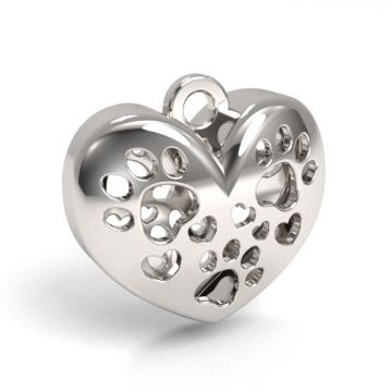 Decorative open-work hart with dog paws, silver 925 S-CHARM 675