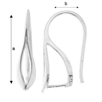 Earwire, fishhook for crystals, Silver 925 BO 36