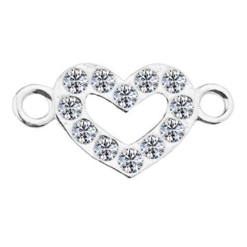 Connector Heart with crystals, silver 925 S-CHARM 597