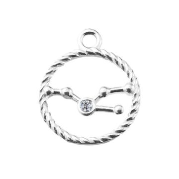 Charm Zodiac Sign - Constellation of Taurus with crystal, Silver 925 S-CHARM 602