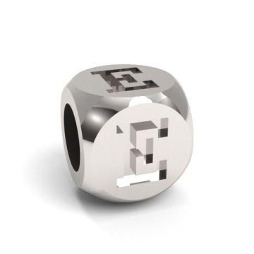 Charm with a letter E, silver 925 CUBE E