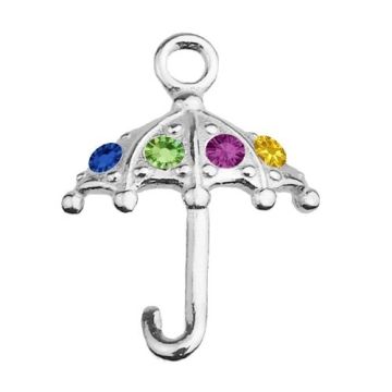 Charm Umbrella with colorful crystals, Silver 925 S-CHARM 531