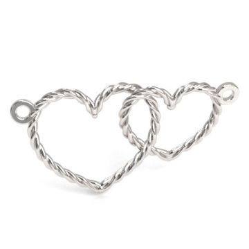 Two twisted hearts connector, silver 925 S-CHARM 670