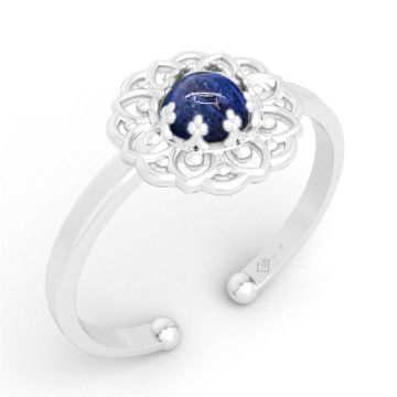 Decorative ring, adjustable with a natural stone of your choice, 925 silver, PB-0017