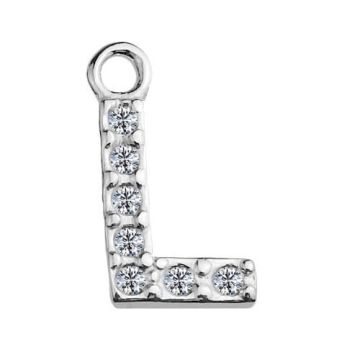 Charm Letter L with crystals, Silver 925 S-CHARM L