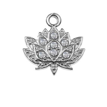 Charm Lotus Flower with crystals, Silver 925 S-CHARM 254