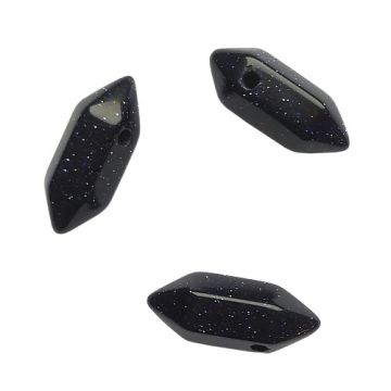 Natural stone Blue Goldstone - arrowhead, icicle, amulet - small 20x9 mm