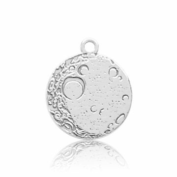 Round pendant with engraved moon, 925 silver BL 986 - 0.8 mm