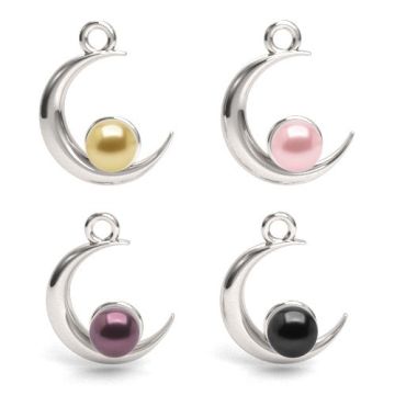 Decorative pendant  - Moon with Preciosa pearl 4 mm, silver 925 S-CHARM 738