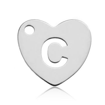 Charm Heart with Letter C Silver 925 BL HEART C - 0,4 mm