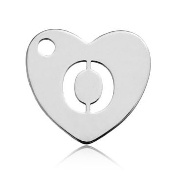 Charm Heart with Letter O Silver 925 BL HEART O - 0,4 mm