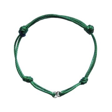 Bottle green Cord Bracelet Finding Silver 925 13-21 CM