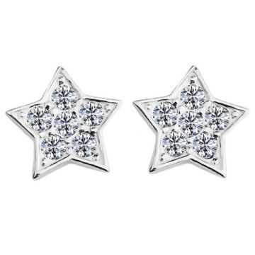 Earrings, earstuds Stars with crystals, Silver 925 SZ 106