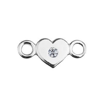 Tiny Connector Heart with crystal, Silver 925 S-CHARM 458