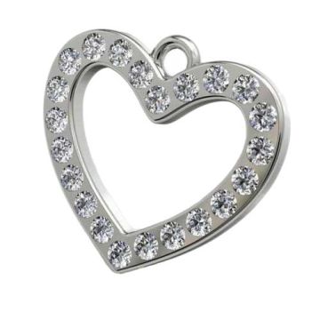 Charm HEART with crystals, Silver 925 H-74