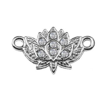 Connector Lotus Flower with crystals, Silver 925 S-CHARM 253