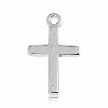 Decorative small hammered cross charm, Silver 925 S-CHARM 820