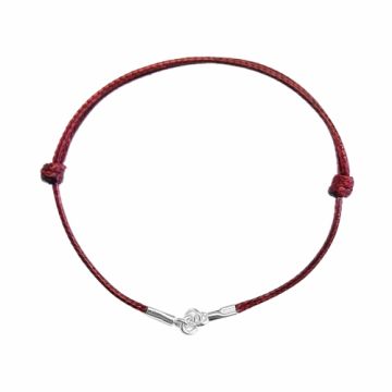 Burgundy Cord Bracelet Finding Silver 925 11-22 CM