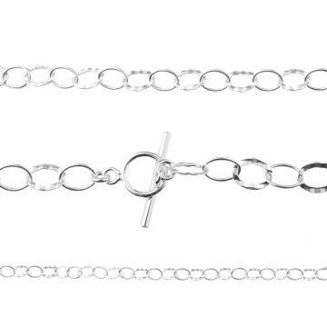 Chain with large toggle clasp, silver 925 FZRX07 45 CM