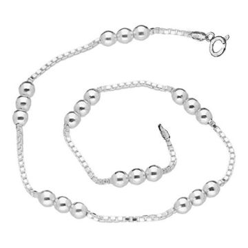 Box bracelet with 3 balls Silver 925 18 cm