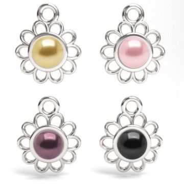 Charm Flower with Preciosa Pearl Silver 925 S-CHARM 440