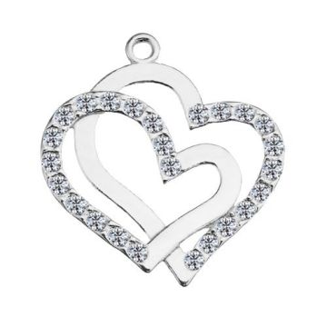 Charm Double Heart with crystals, Silver 925 S-CHARM 514