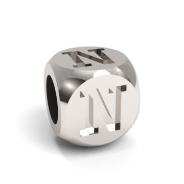 Charm with a letter N, silver 925 CUBE N