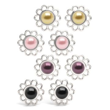 Earrings, earstuds Flowers with Preciosa Pearl Silver 925 SZ 109