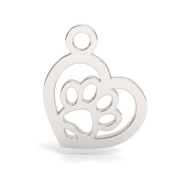 Little heart charm with a dog's paw , silver 925 BL 915 - 0,4 mm