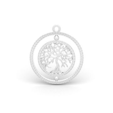 Decorative round charm with rotating rosette, movable, Silver 925 S-CHARM 791