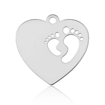 Charm Heart with Baby Feet Silver 925 BL 542 - 0,4 mm