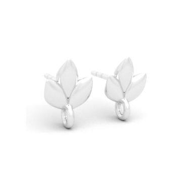 Earstuds, Leaves earrings with open loop, Silver 925, SZ 34