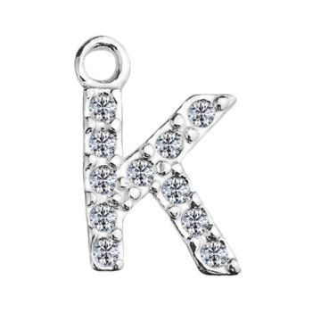 Charm Letter K with crystals, Silver 925 S-CHARM K