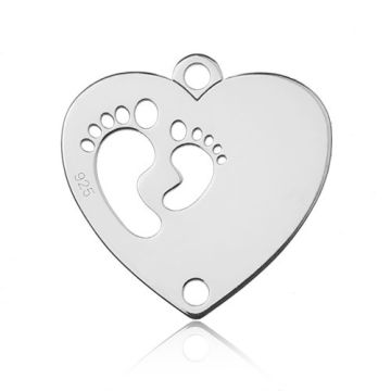 Engravable Connector Heart and Feet Silver 925 BL 577 - 0,8 mm