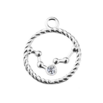 Charm Zodiac Sign - Constellation of Pisces with crystal, Silver 925 S-CHARM 612