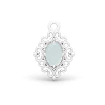 Decorative pendant - rosette with oval natural stone 4x6 mm, Silver 925 S-CHARM 800