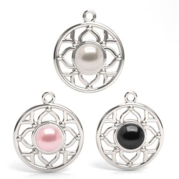 Charm Rosette with Preciosa Button Pearl Silver 925 S-CHARM 334