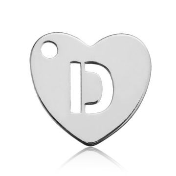 Charm Heart with Letter D Silver 925 BL HEART D - 0,8 mm