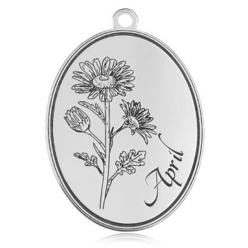 Charm Birth Month with Daisy - April, silver 925 BL 875 - 0,8 mm